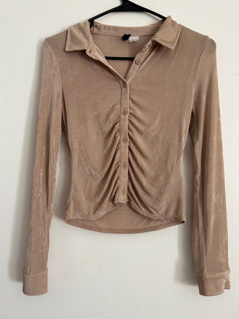 Hnm Nude Glitter Top Women S Fashion Tops Blouses On Carousell