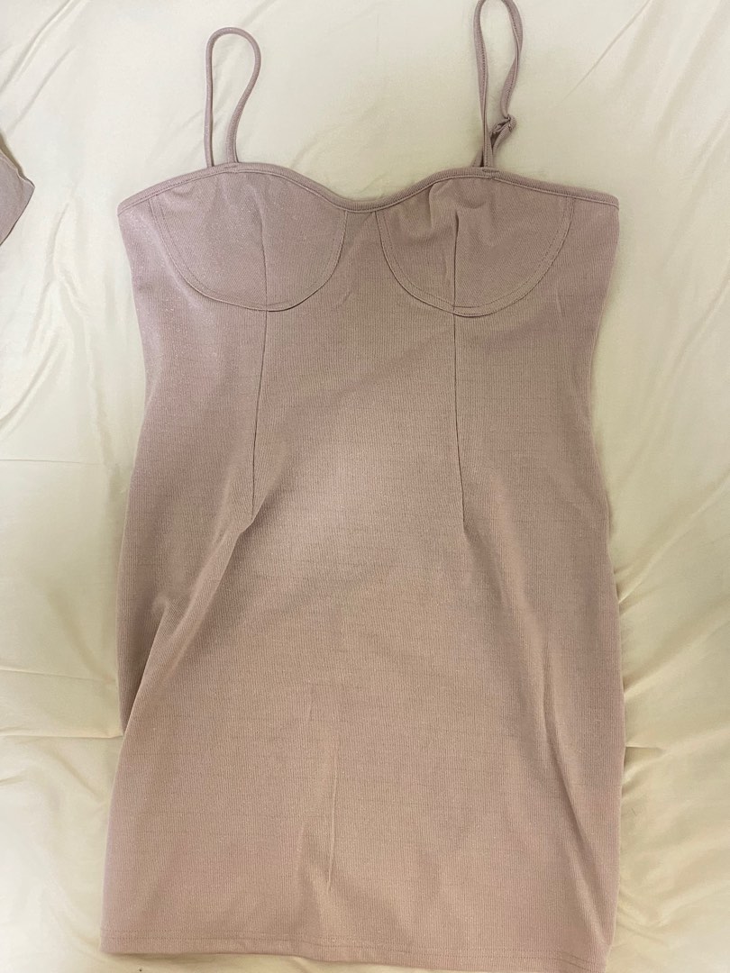 Shein Nude Bodycon Bustier Midi Dress Women S Fashion Dresses Sets