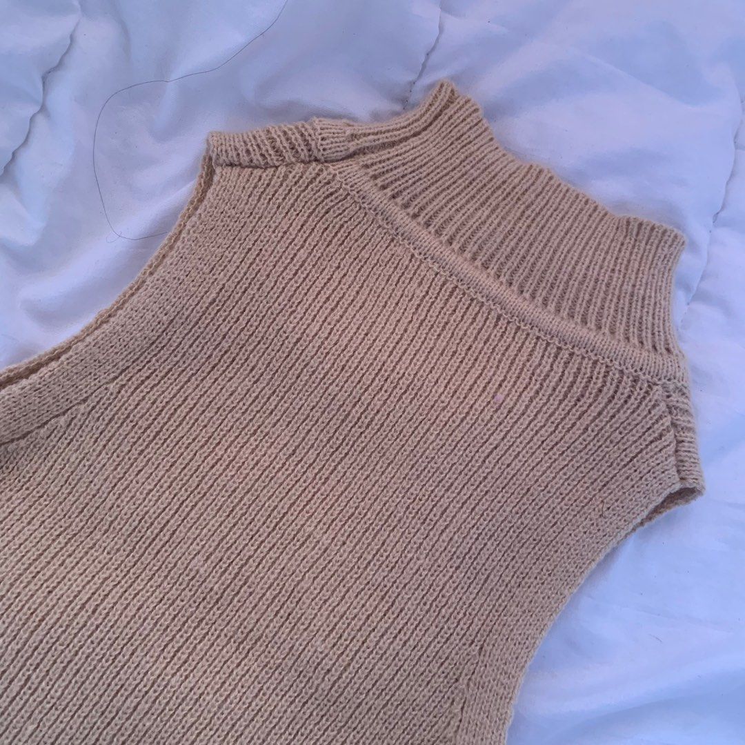 Shein Ribbed Knit Khaki Nude Turtle Neck Top Women S Fashion Tops