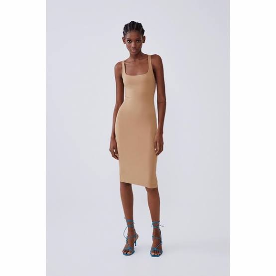 ZARA TRF NUDE BODYCON MIDI DRESS Women S Fashion Dresses Sets Dresses On Carousell