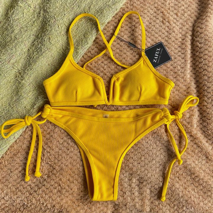 V Wire Yellow Zaful Bikini Women S Fashion Swimwear Bikinis