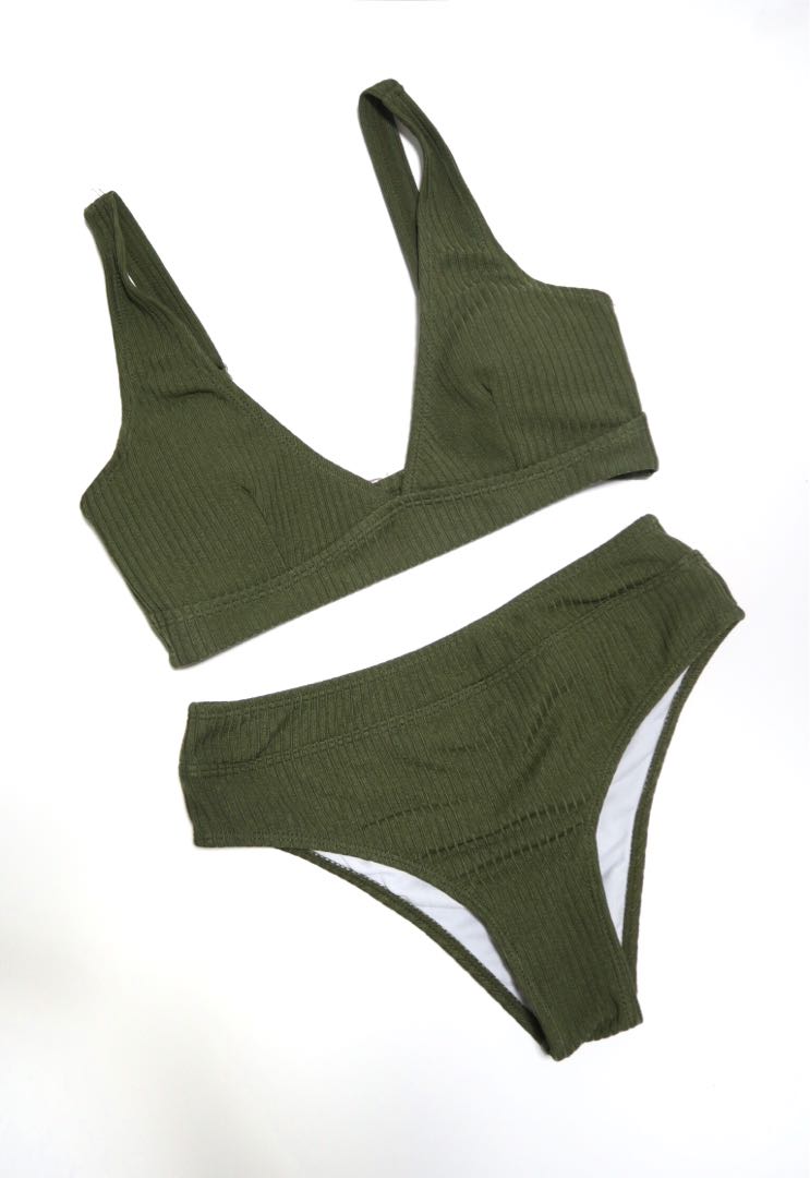 Olive Green Bikini Set Women S Fashion Swimwear Bikinis Swimsuits