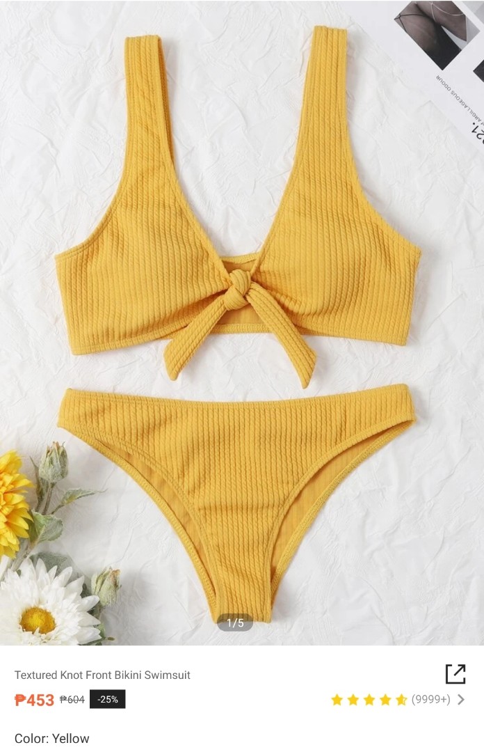 Shein Textured Knot Front Bikini Swimsuit Women S Fashion Swimwear