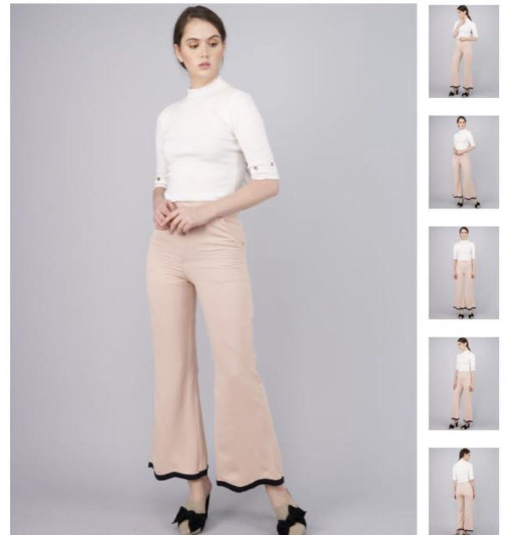 Suki The Label Kulot Nude Cream Fesyen Wanita Pakaian Wanita Bawahan