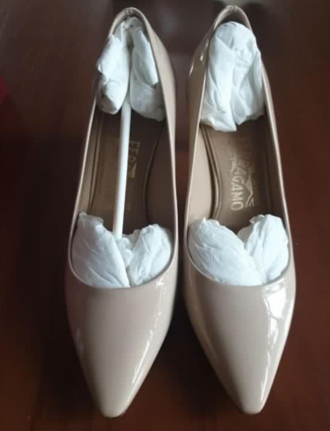 Salvatore Ferragamo Nude Patent Heels Women S Fashion Footwear Heels