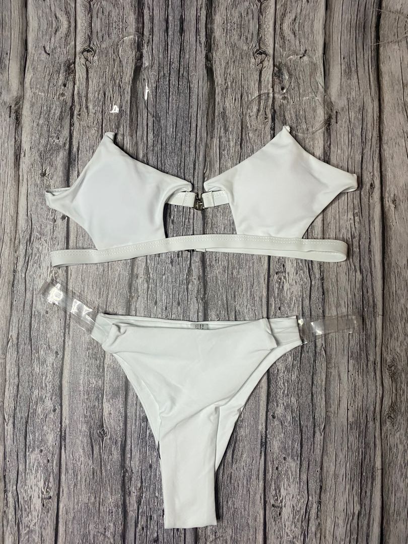 Shein Transparent Strap Plain White Bikini Medium Women S Fashion