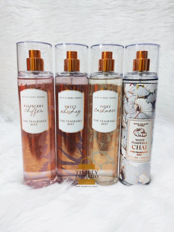 Bbw Raspberry Chiffon Sweet Whiskey Ivory Cashmere White Pumpkin Chai