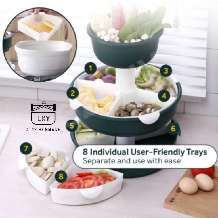 Rotating Hot Pot Platter Removable Trays Steamboat Food Tray Fruit Container Tier Tier TV