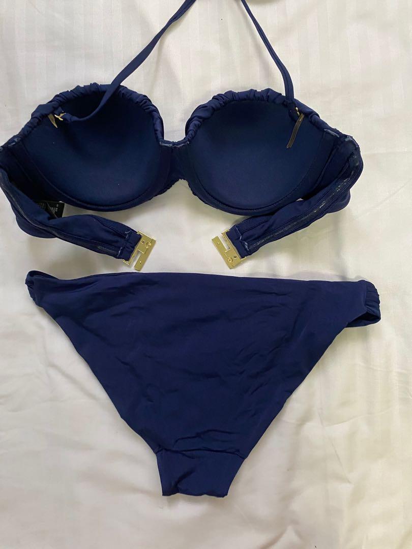 H M Navy Blue Bikini Medium Push Up Women S Fashion Swimwear Bikinis Swimsuits On Carousell