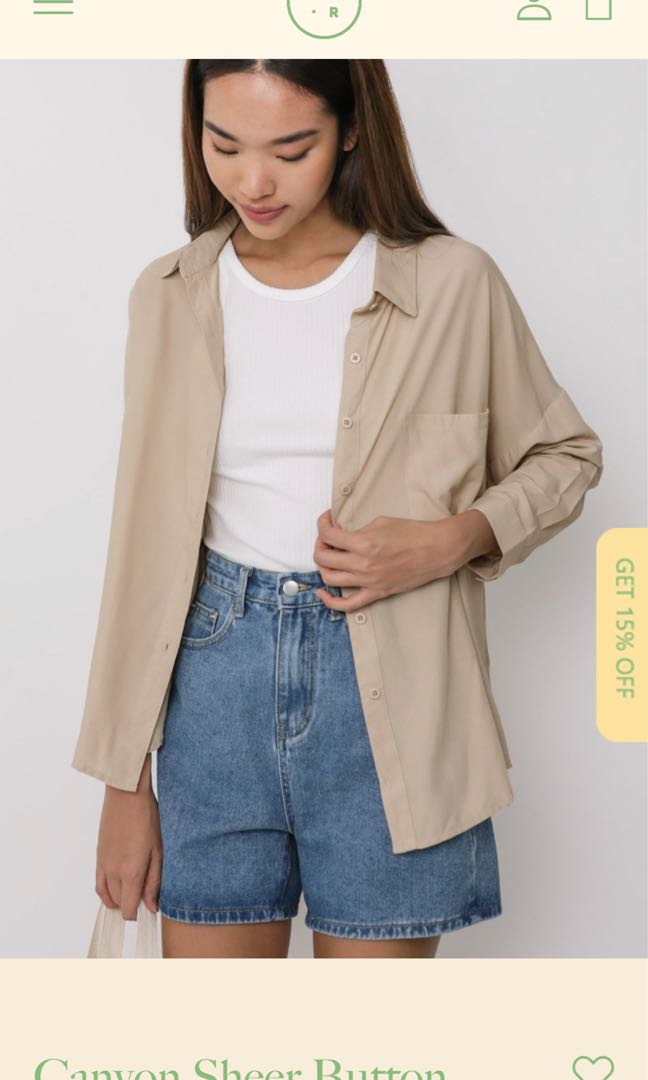 Ttr Canyon Sheer Button Down Shirt Nude Women S Fashion Coats