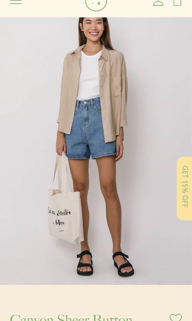 Ttr Canyon Sheer Button Down Shirt Nude Women S Fashion Coats