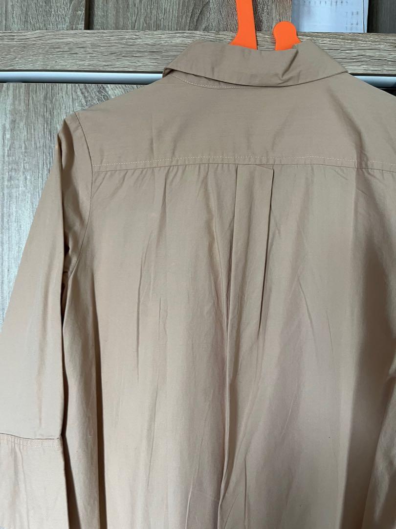 The Executive Midi Nude Shirt Dress Baju Terusan Kemeja Fesyen