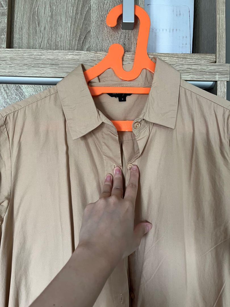 The Executive Midi Nude Shirt Dress Baju Terusan Kemeja Fesyen
