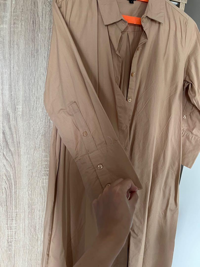 The Executive Midi Nude Shirt Dress Baju Terusan Kemeja Fesyen