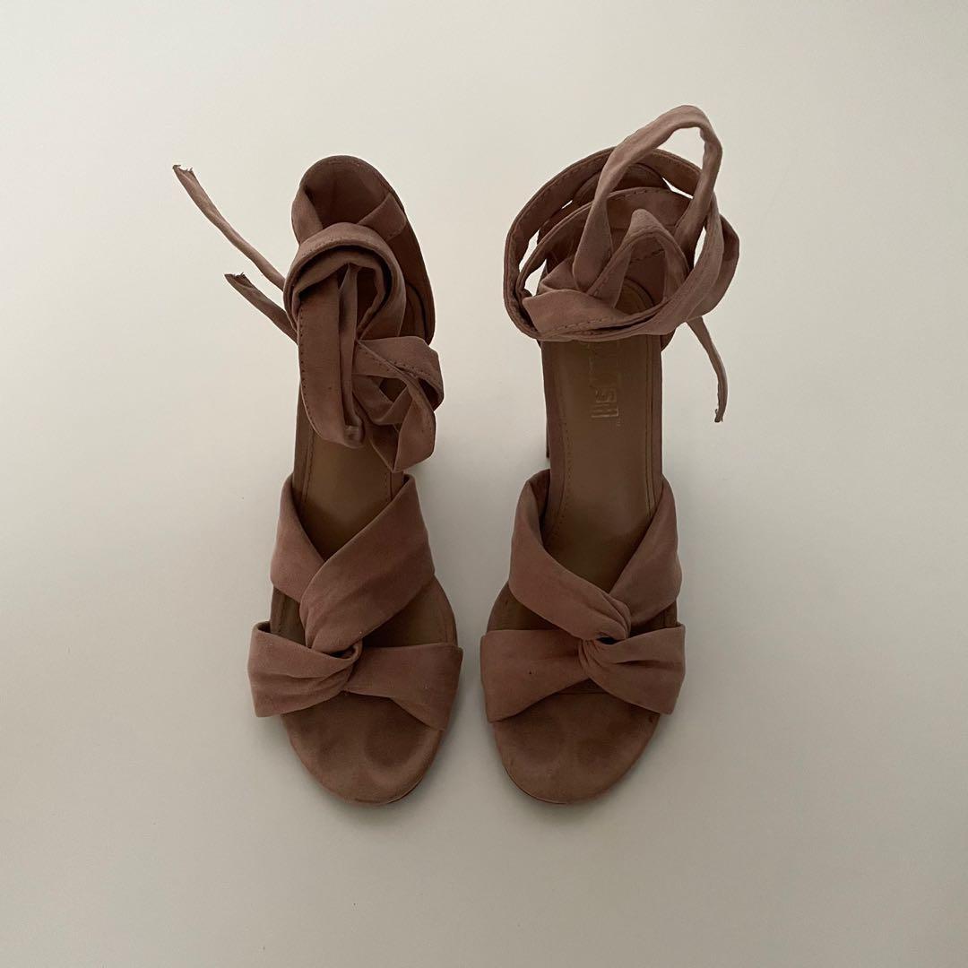 Tied Up Nude Heels Fesyen Wanita Sepatu Di Carousell