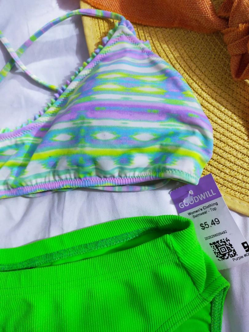 Two Piece Neon Green Bikini Swimsuit Women S Fashion Swimwear
