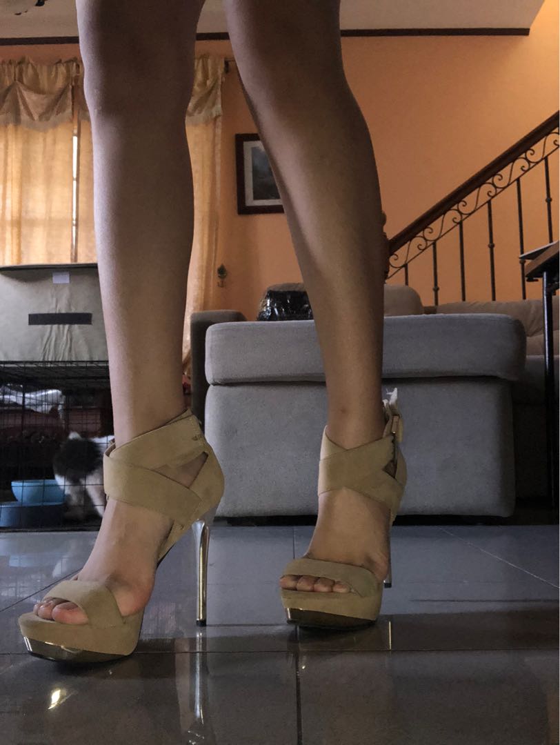 GIBI Collection Beige Nude High Heels With Gold Accent Women S Fashion
