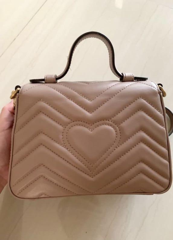 Gucci Marmont Top Handle Nude Fesyen Wanita Tas Dompet Di Carousell