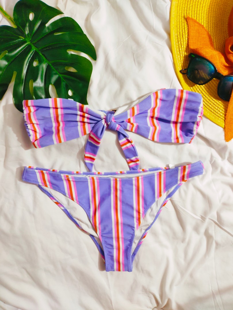 SHADE AND SHORE TWO PIECE STRIPED BIKINI SWIMSUIT Women S Fashion