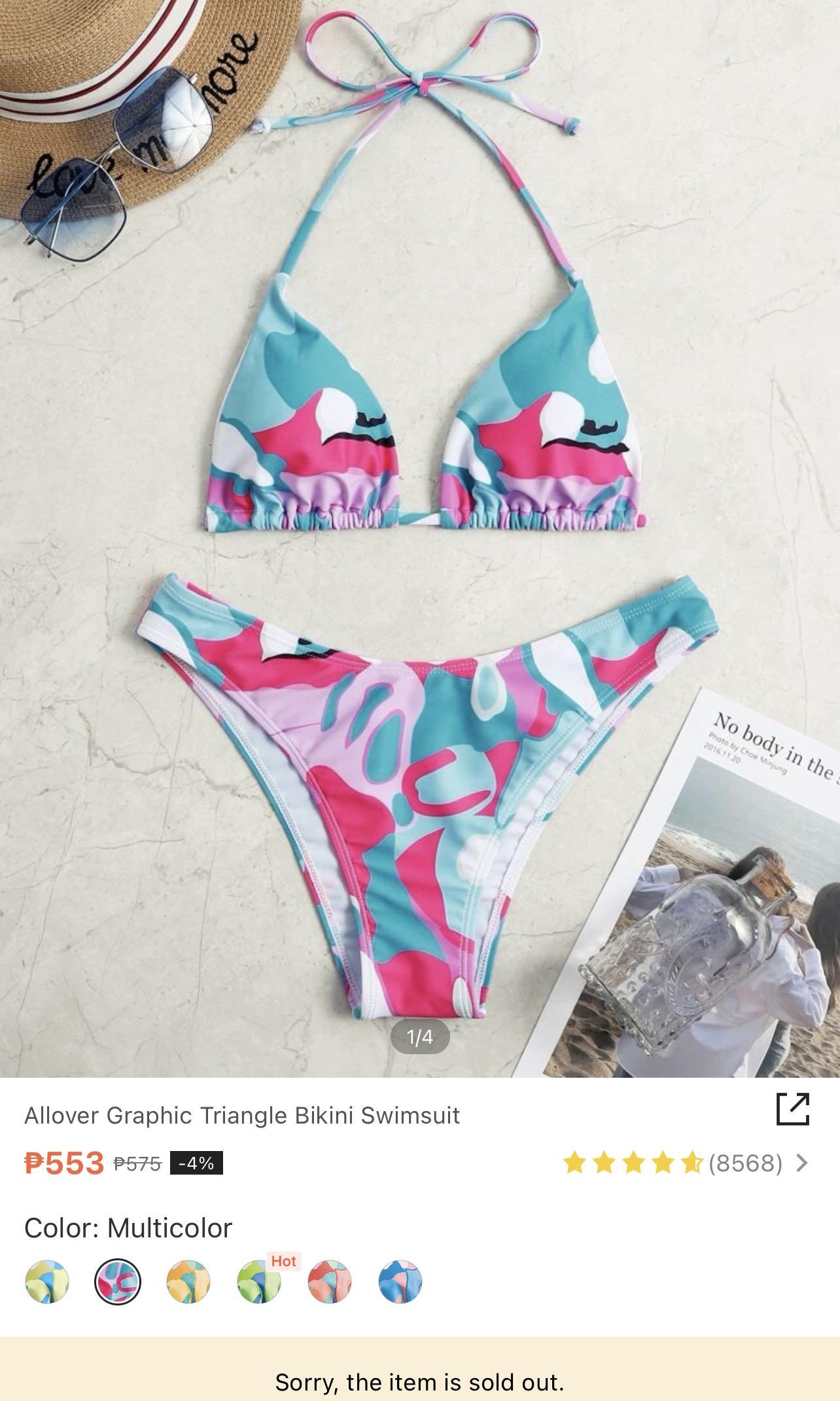 Shein Graphic Triangle Bikini Swimsuit Women S Fashion Swimwear