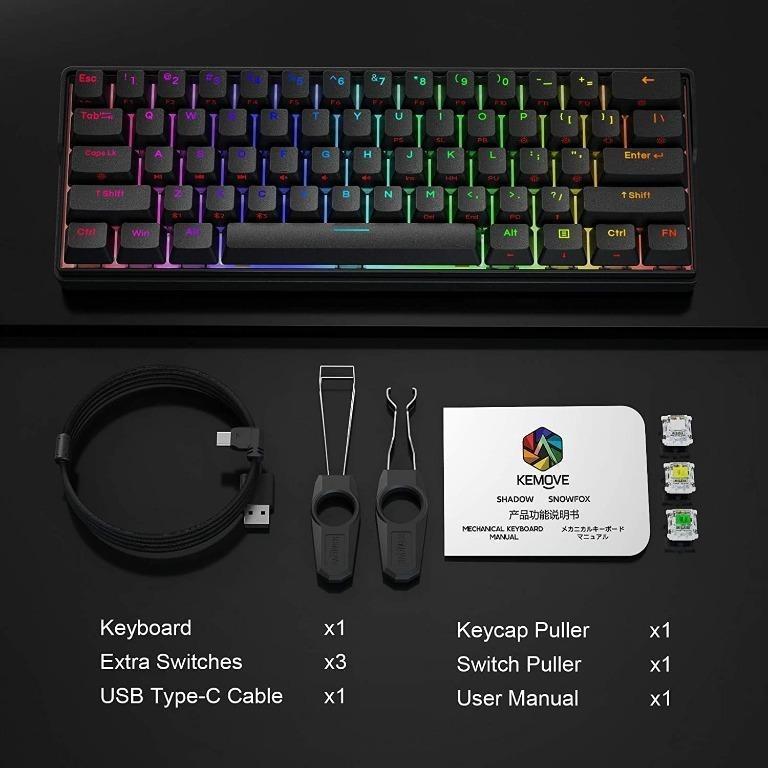 KEMOVE 61 Shadow Bluetooth 5 1 Wireless Wired 60 RGB Mechanical Gaming Keyboard Hot Swappable