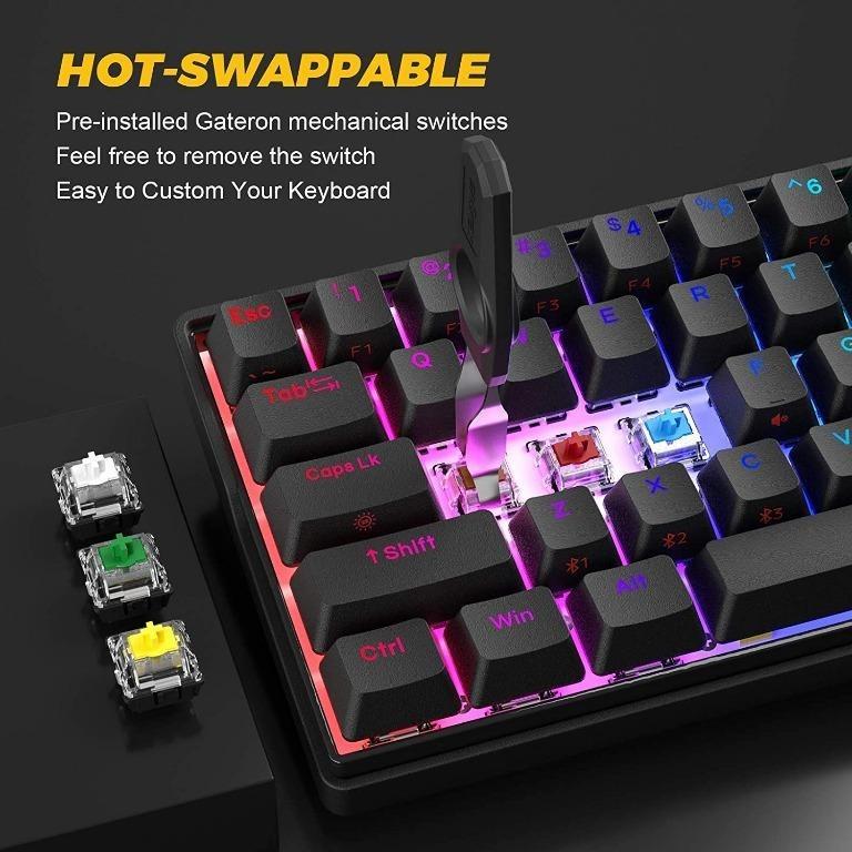 Kemove Shadow Bluetooth Wireless Wired Rgb Mechanical Gaming Keyboard Hot Swappable