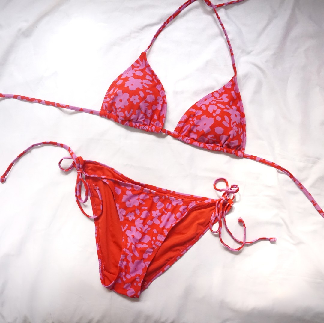 Sold To Ship Red Floral Bikini Women S Fashion Swimwear Bikinis Swimsuits On Carousell