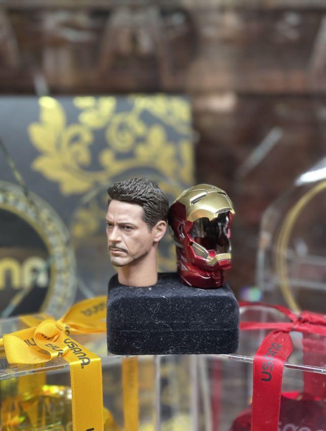 1 6 Hot Toys Tony Stark Headsculpt Mark 47 And Open Helmet Iron Man Hobbies Toys Toys