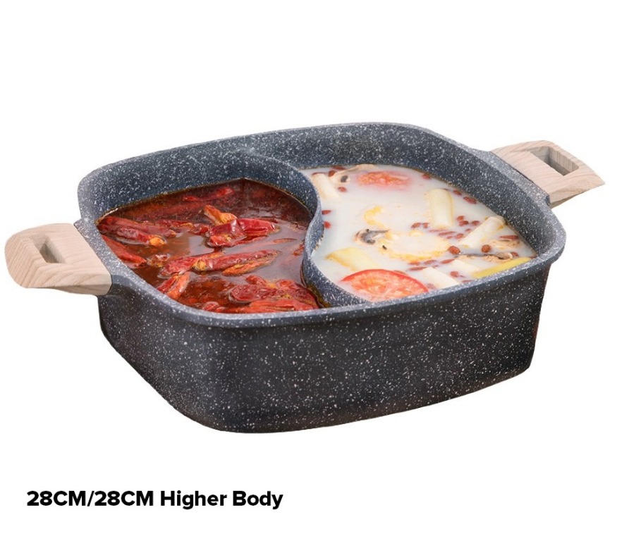 Non Stick Hot Pot With Divider Cm Hotpot With Lid Suitable All Stove Including Induction