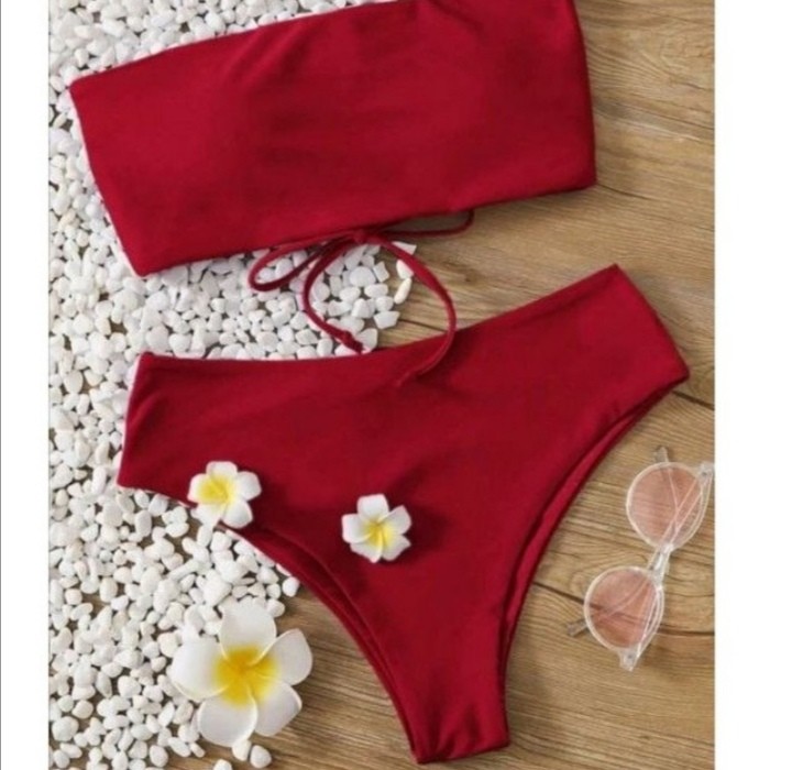 Bandeu Bikini In Red Women S Fashion Swimwear Bikinis Swimsuits On Carousell