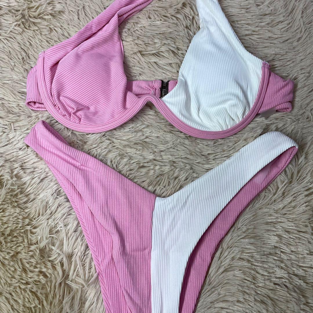 S Shein Two Tone Rib Underwire High Cut Bikini Women S Fashion