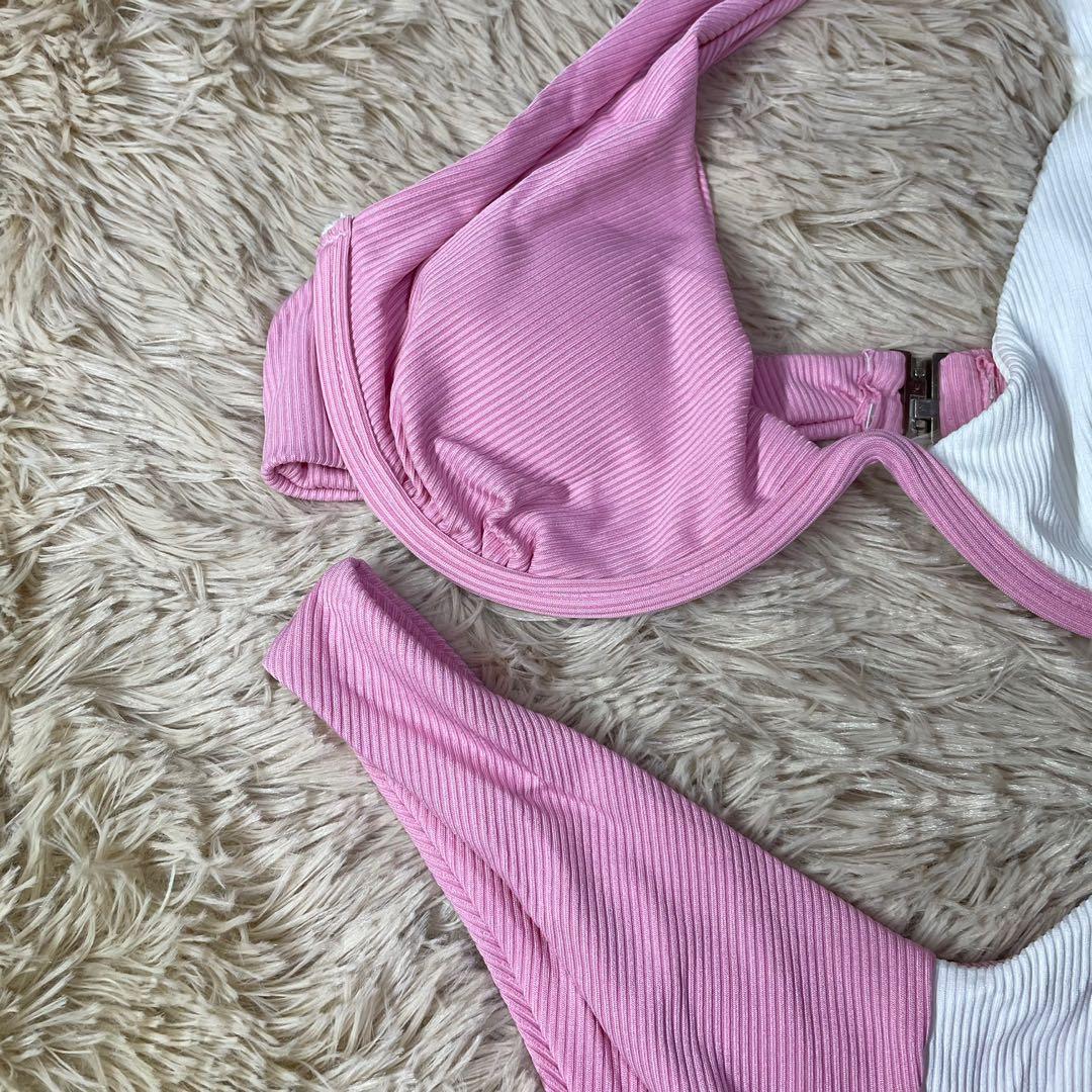 S Shein Two Tone Rib Underwire High Cut Bikini Women S Fashion