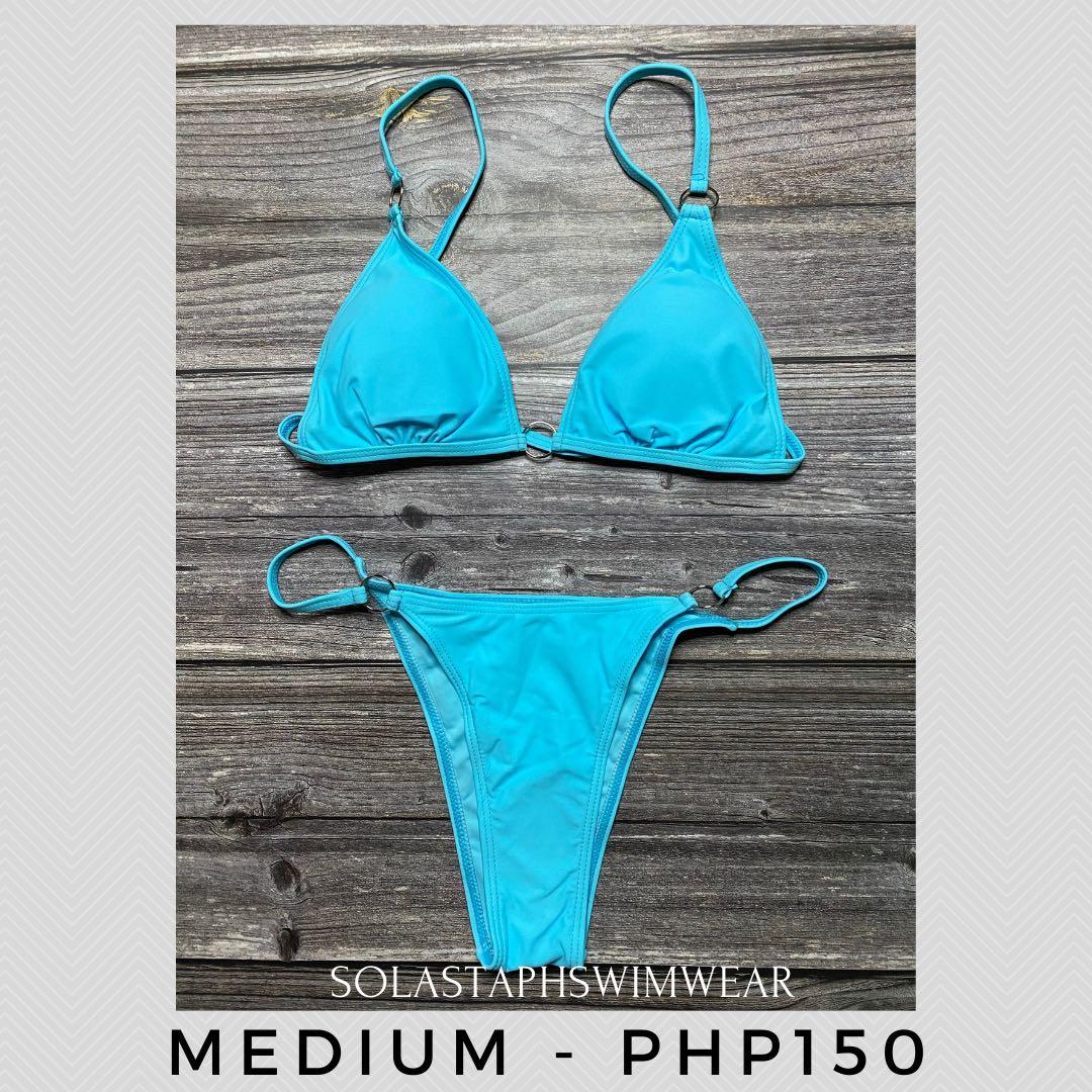 Shein Cyan Triangle Bikini Women S Fashion Swimwear Bikinis Swimsuits On Carousell