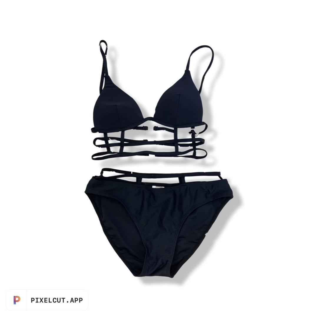 Kats Clothing Padded Black Check Caged Triangle Bikini Women S Fashion