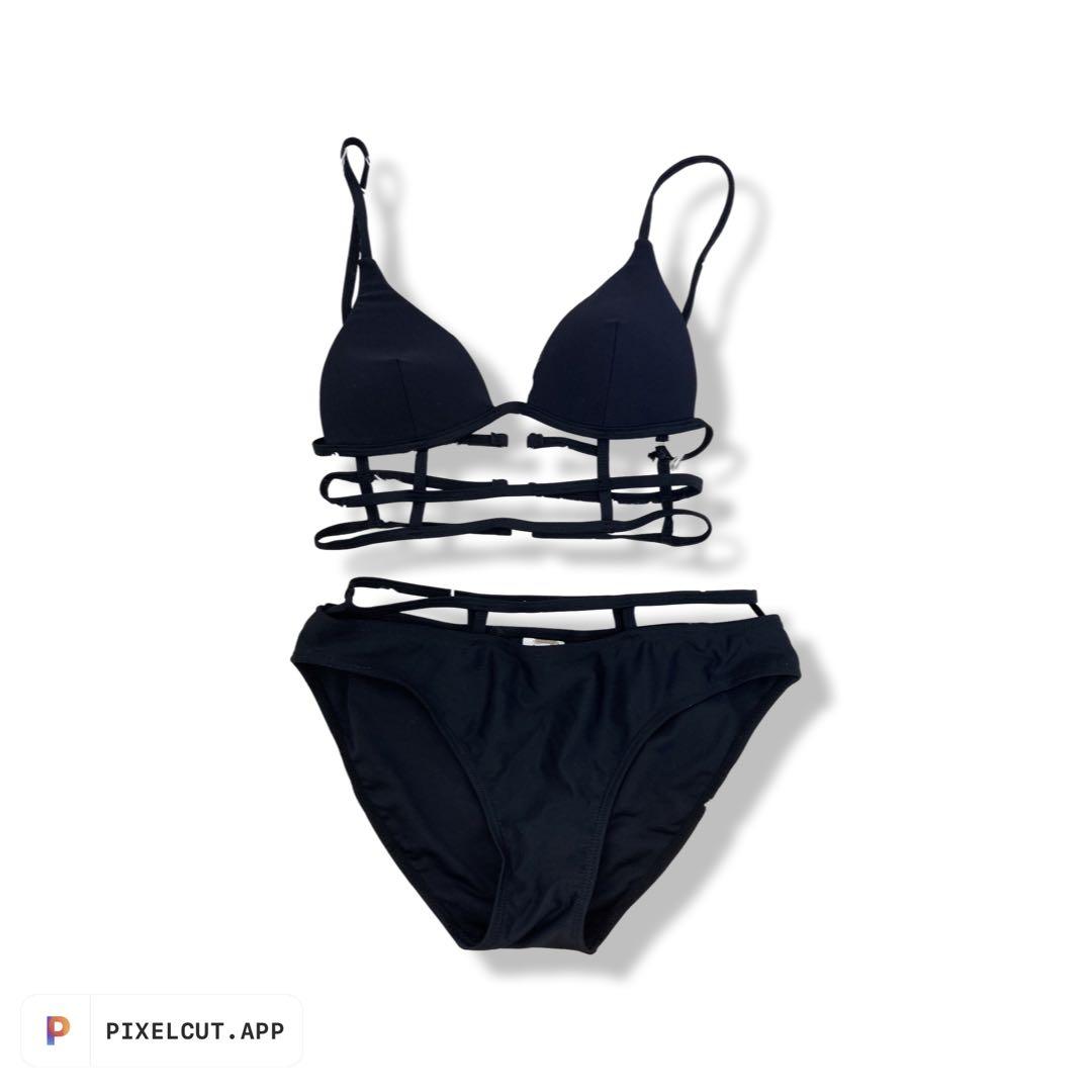 Kats Clothing Padded Black Check Caged Triangle Bikini Women S Fashion
