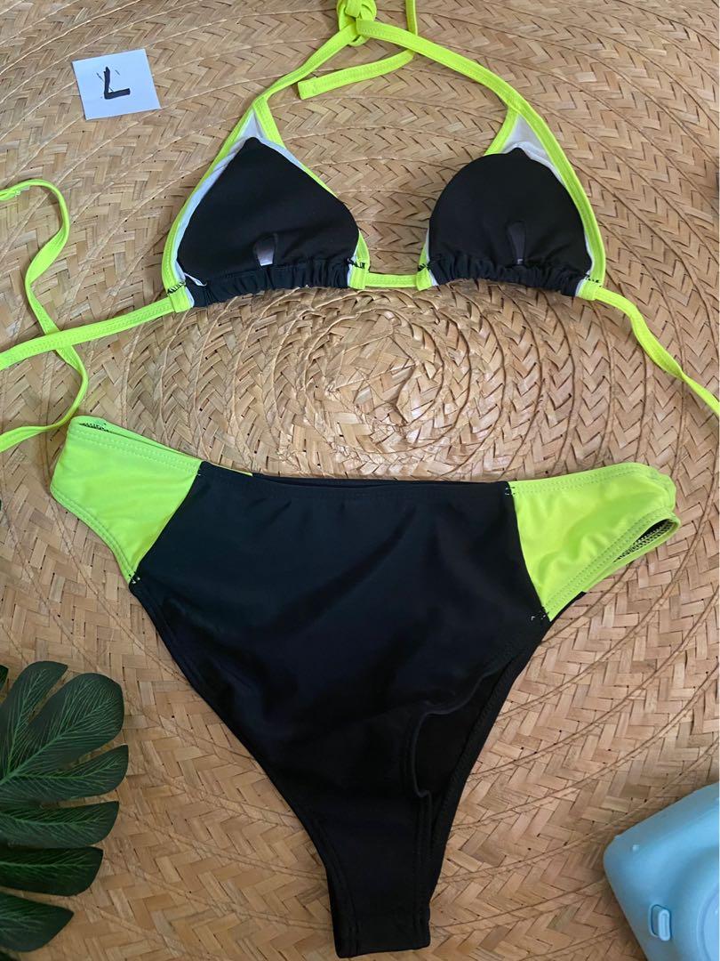 Large Black Self Tie Swimsuit Swimwear Two Piece Bikini Women S