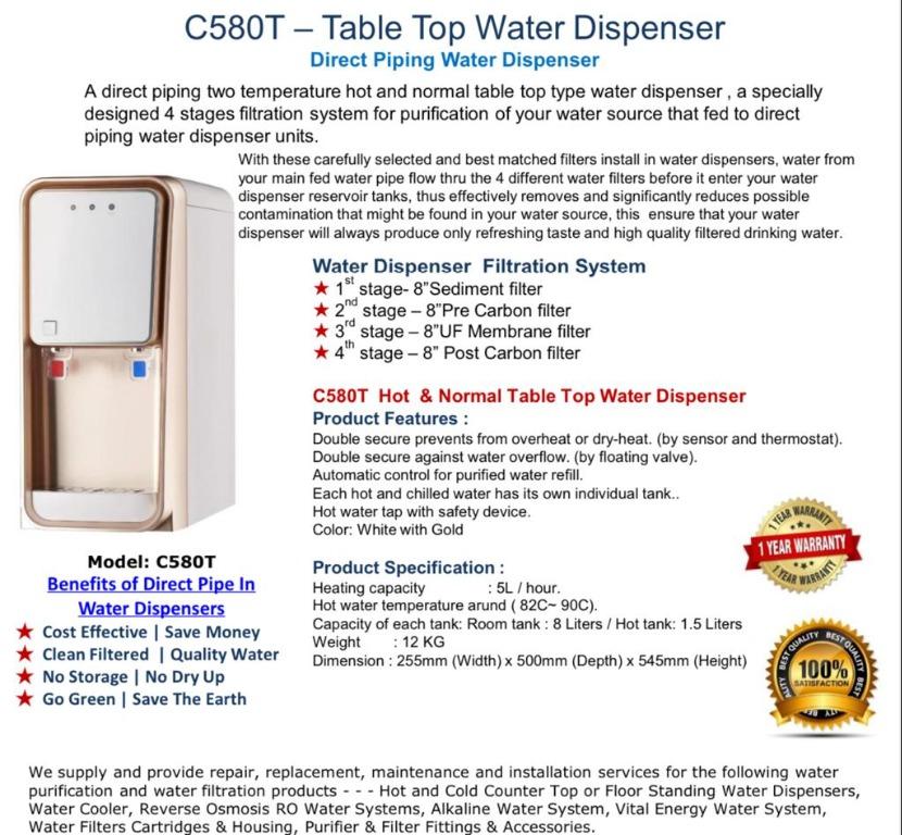 Cuzco C T Hot And Ambient Temperature Table Top Dispenser TV Home Appliances Kitchen