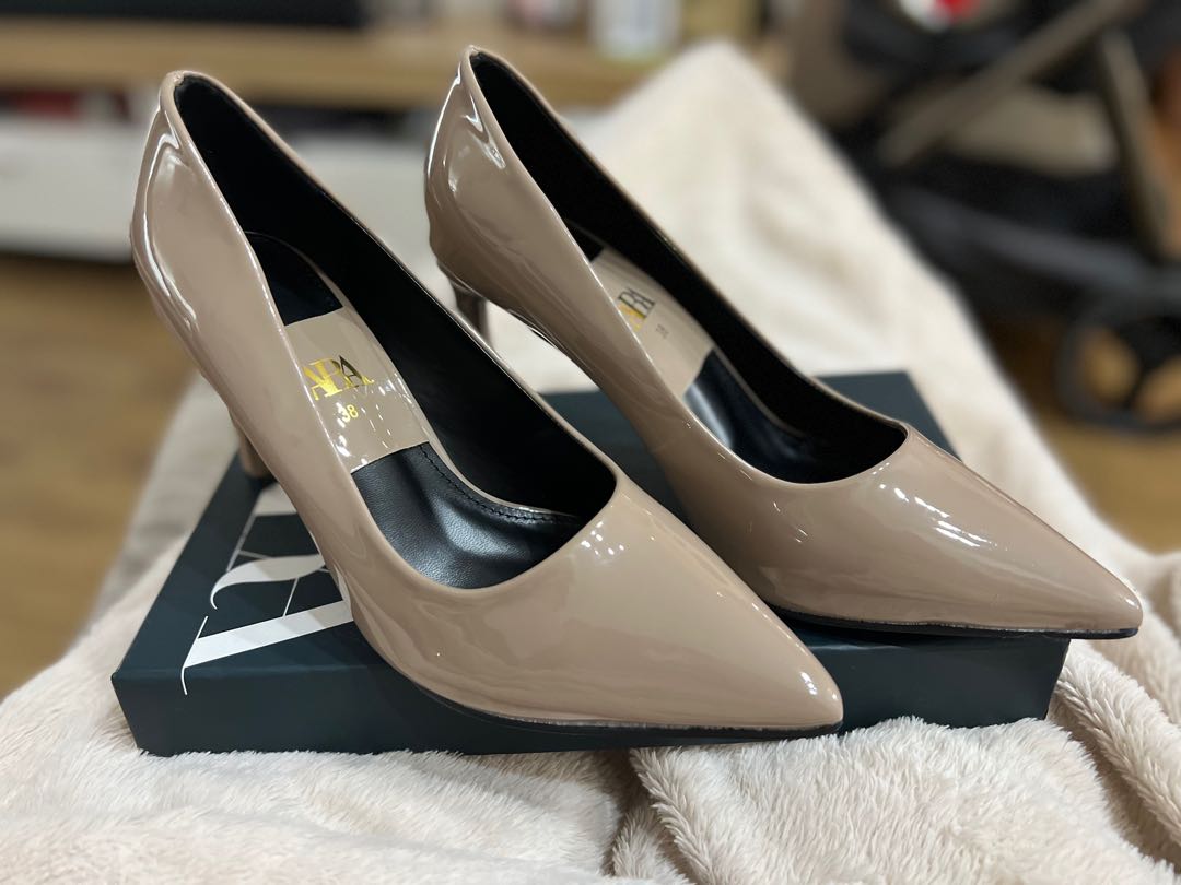 Zara High Heels Nude Sz Fesyen Wanita Sepatu Di Carousell