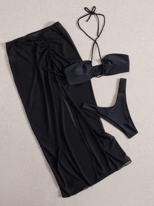Bnip Pc Black Bikini And Beach Skirt Women S Fashion Swimwear