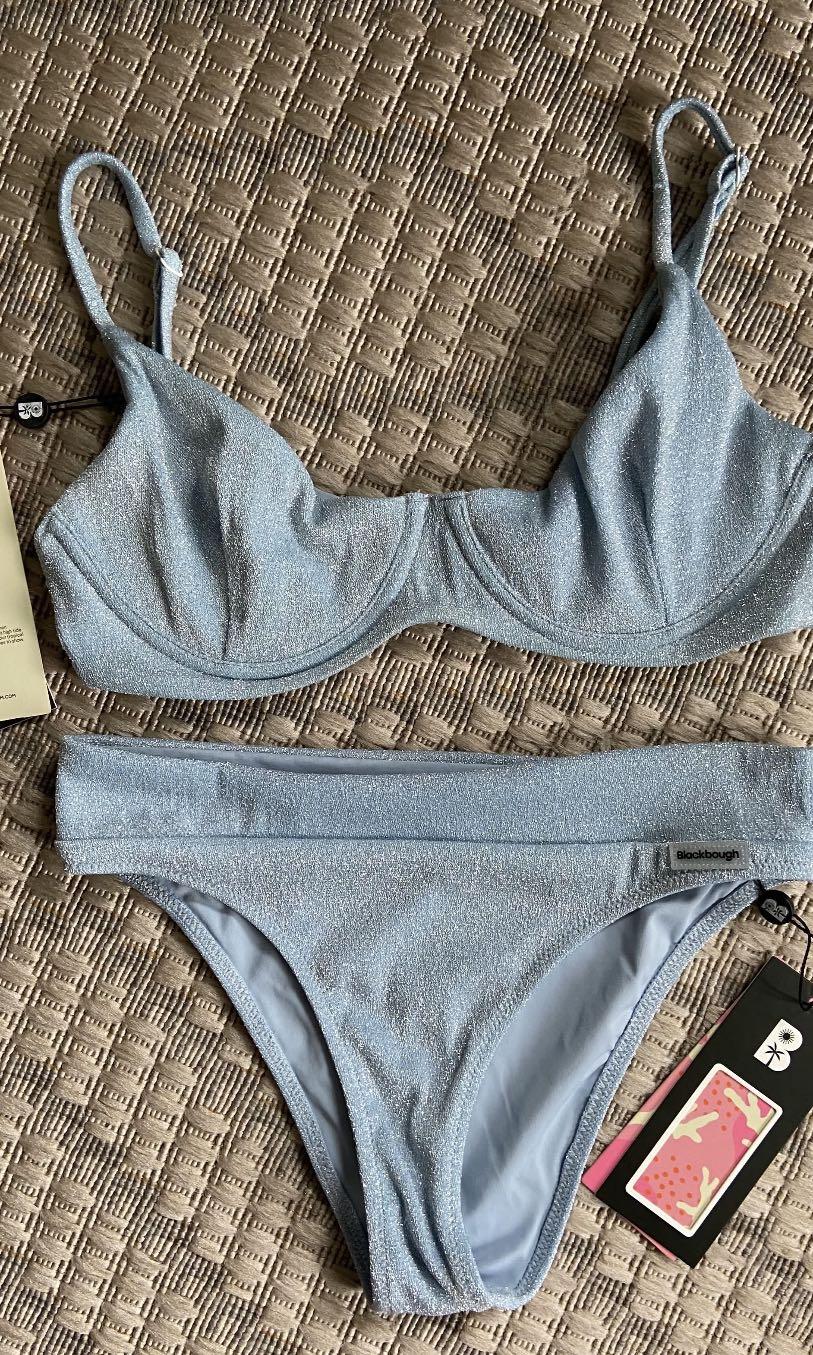 Bnwt Blackbough Swim Shimmery Blue Bikini Set Women S Fashion