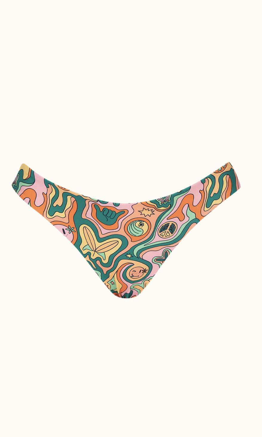 Haikini Seafoam Disco Classic Cheeky Reversible Bikini Bottom