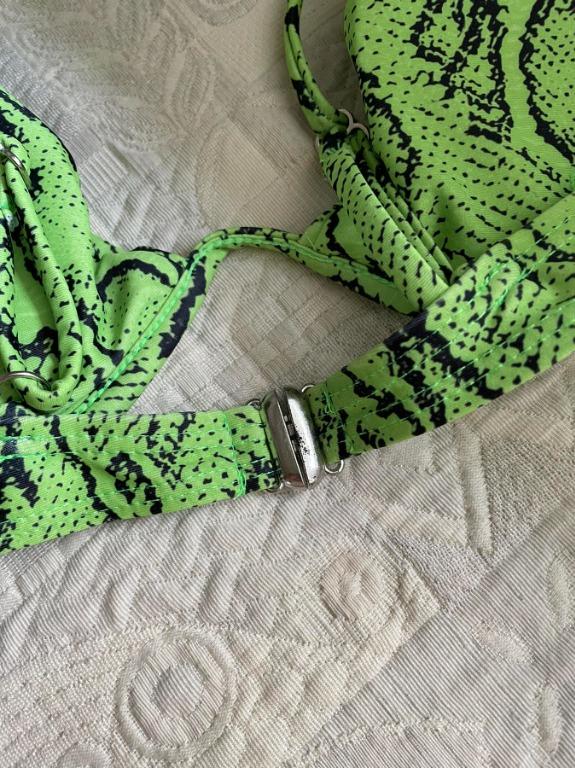 Zaful Snake Print High Cut Bikini Set Emerald Green L Women S