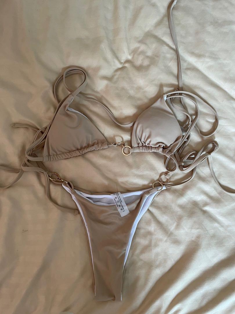 Nude Bikini Set With Metal Ring Women S Fashion Swimwear Bikinis