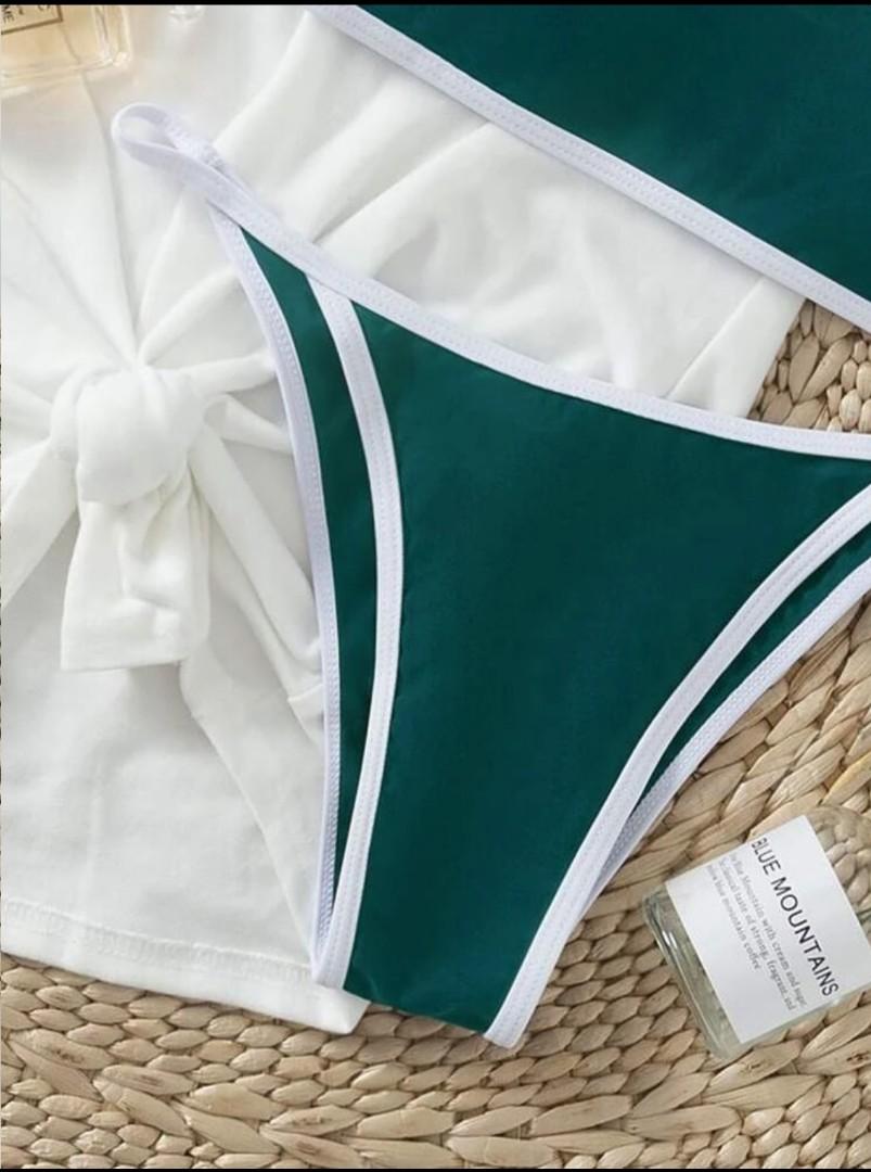 Shein Contrast Binding Thong Bikini Swimsuit Women S Fashion Swimwear