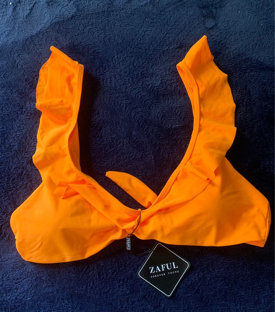 Zaful Neon Orange Bikini Top Women S Fashion Swimwear Bikinis
