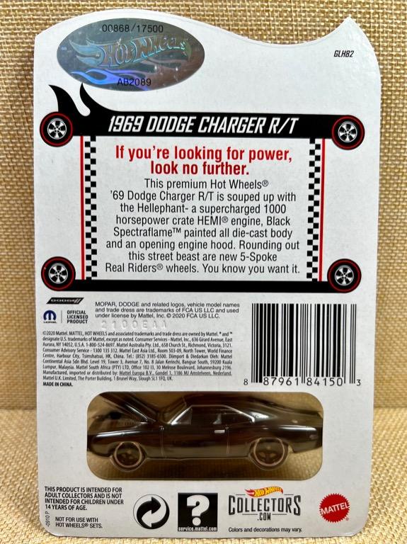 Hot Wheels RLC 1969 Dodge Charger R T Spectraflame Black 興趣及遊戲 玩具 遊戲類 Carousell