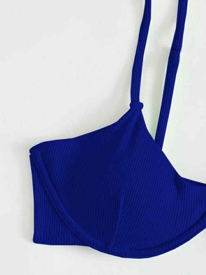 Shein Royal Blue Rib Underwire Bikini Women S Fashion Swimwear