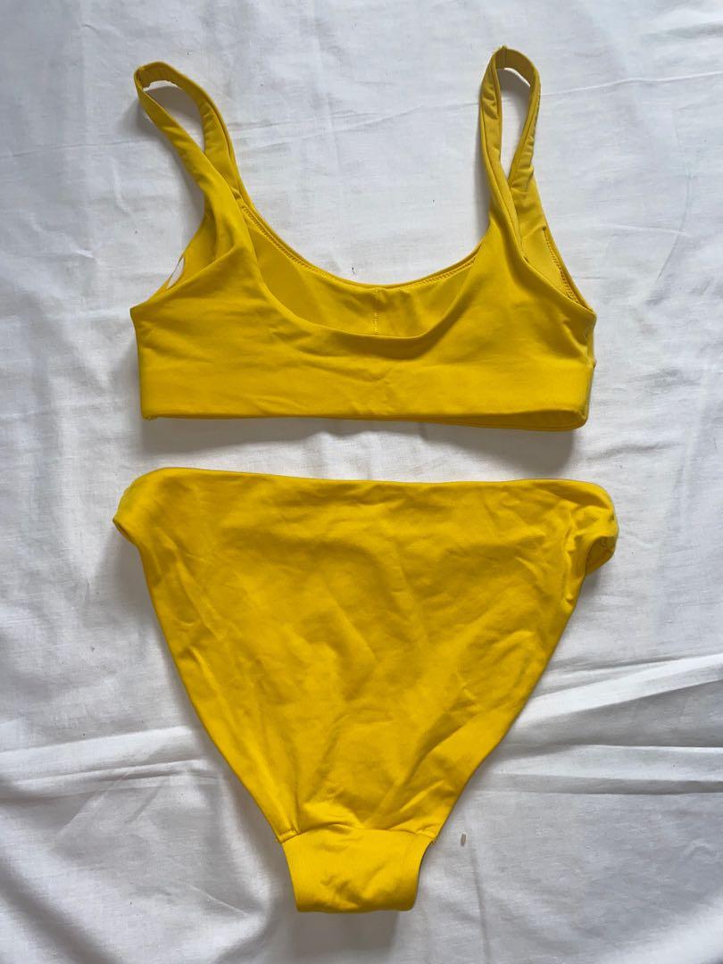 H M Yellow Bikini Set Women S Fashion Swimwear Bikinis Swimsuits On Carousell