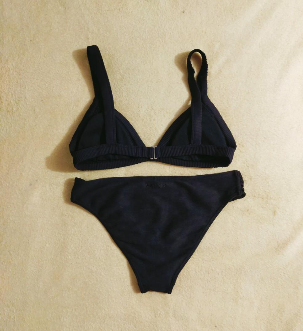 Billabong Tanlines Black Fixed Tri Two Piece Bikini Swimsuit Women S