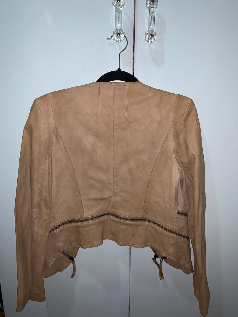 Nude Leather Jacket Women S Fashion Coats Jackets And Outerwear On Carousell